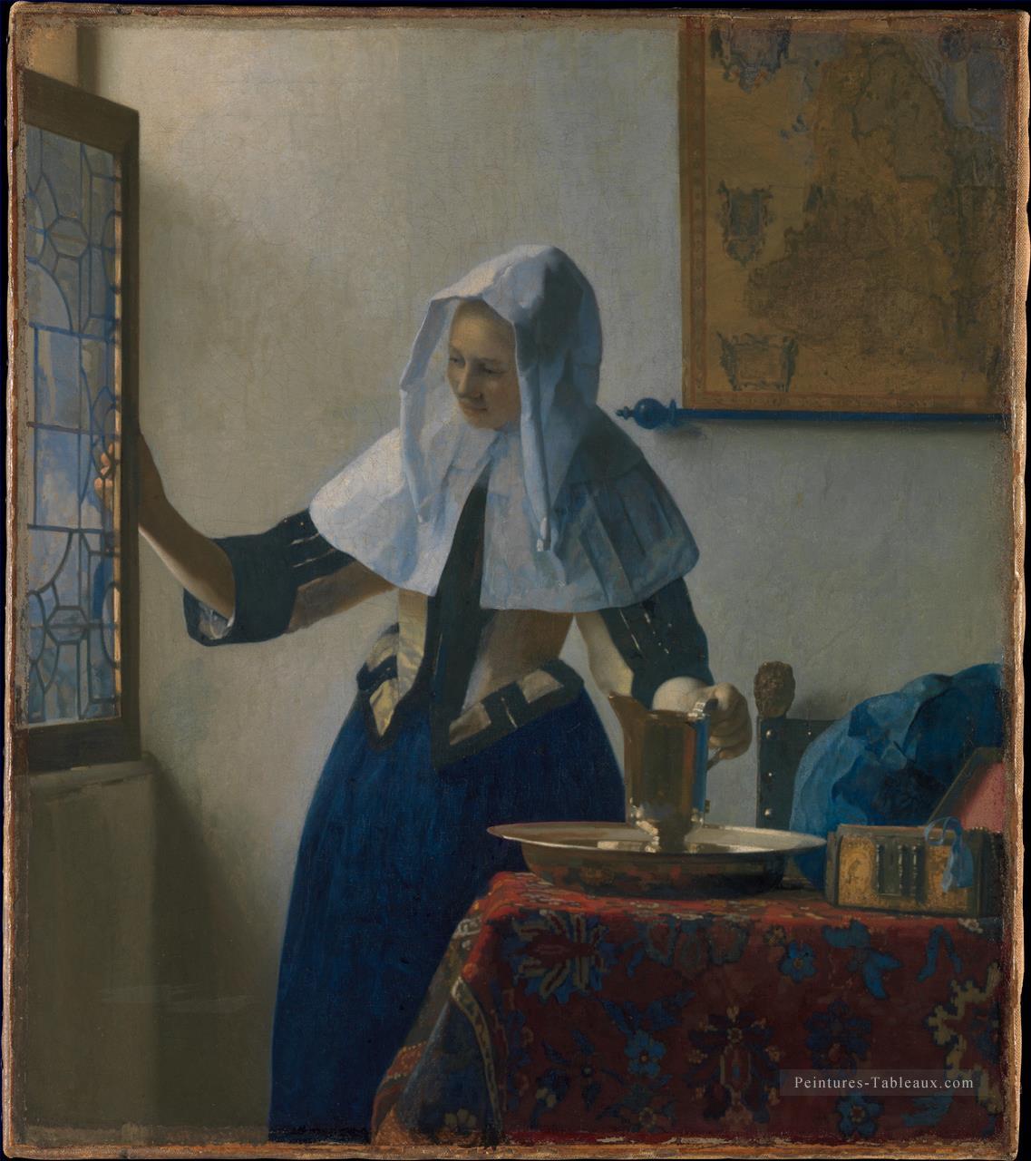 Jeune femme avec une cruche d’eau Baroque Johannes Vermeer Peintures à l'huile